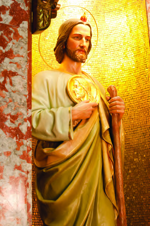 Statue Of St Jude Holding The Image Of Jesus