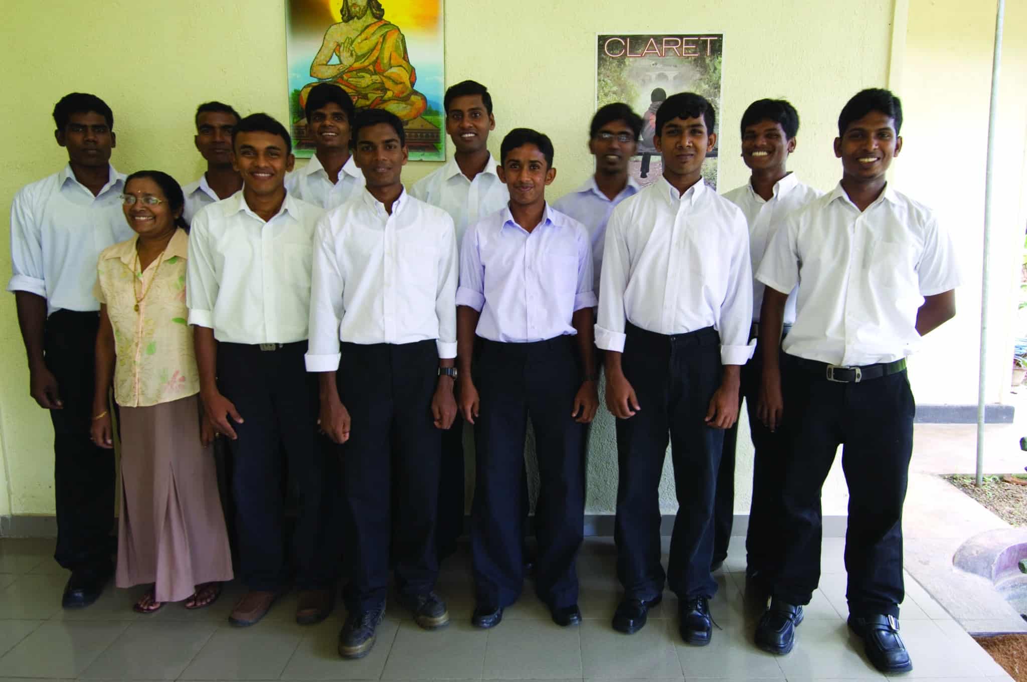 The 11 young seminarians now studying English at the Claretian Intermediate Seminary in western Sri Lanka. These seminarians study english for a year or two at this facility before heading on to do their coursework at the National Seminary in the city of Kandy.